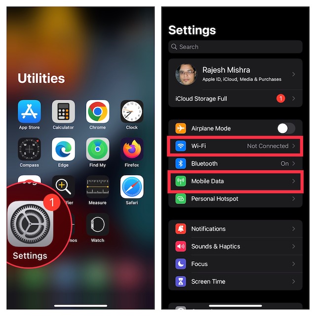 సెల్యులార్/వై-ఫైని ఆఫ్/ఆన్ చేయండి